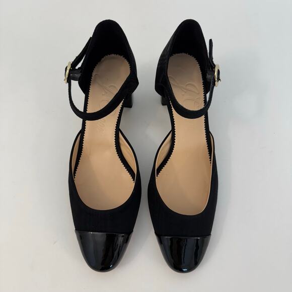 J. Crew Mille Ankle Stap Heels Mary Jane Moire Leather Black Size Size 7.5 - Picture 2 of 13